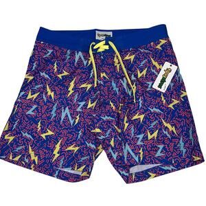 Tipsy Elves Board Shorts Size 34 Grease Lightning Retro 80s Theme Swim NEW NWT